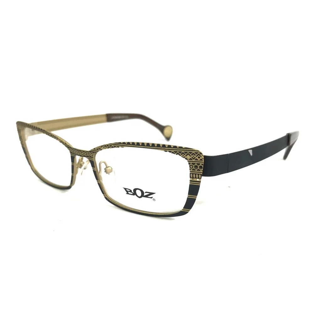 BOZ Eyeglasses Frames ZAYA 0050 Black Gold Cat Eye Full Rim 53-16-135